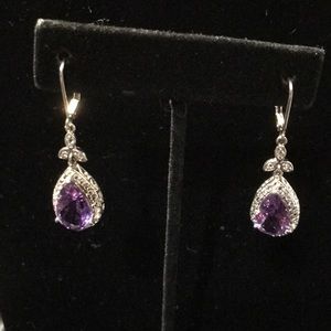 Earrings Sterling silver - Amethyst - white zircon